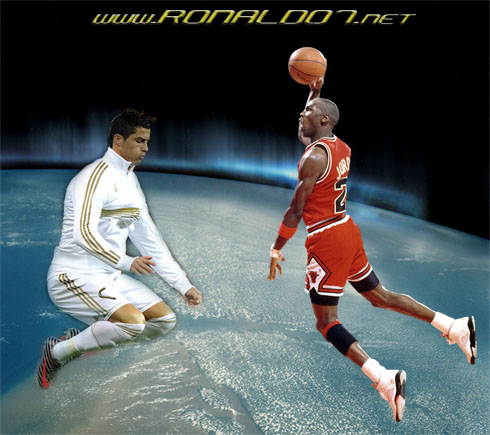 Cristiano Ronaldo and Michael Jordan wallpaper, in a football, basketball/NBA theme
