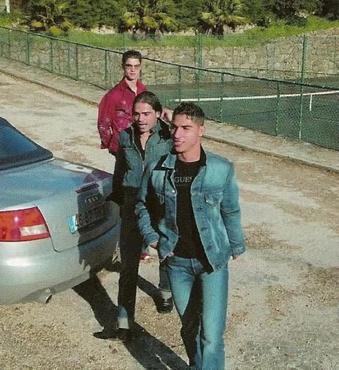 Cristiano Ronaldo, Toñito and Ricardo Quaresma showing their fashion style, in Sporting, during the 2002-2003 season