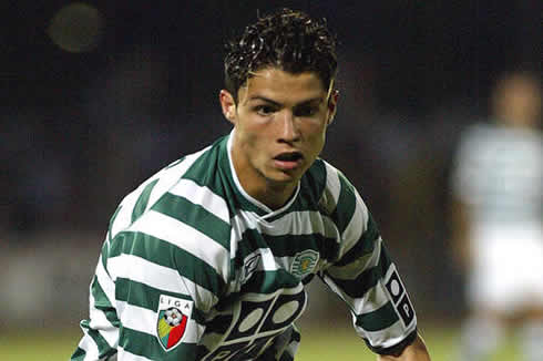 Cristiano Ronaldo very young at Sporting Club de Portugal, in 2002