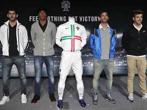 Sérgio Oliveira, Bruno Alves, Raúl Meireles and Miguel Veloso, at the new Portugal EURO 2012 away kit Nike presentation ceremony