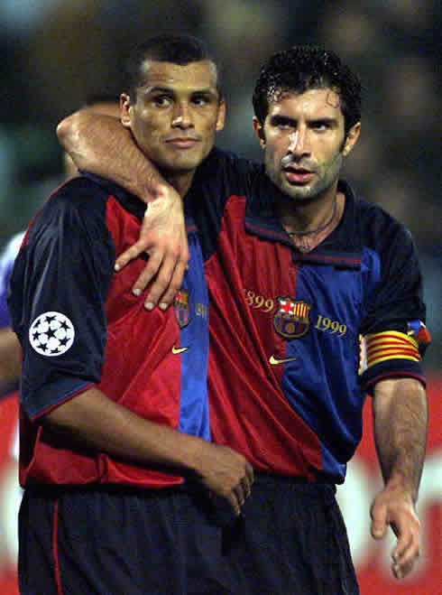 Rivaldo and Luís Figo, in Barcelona in 1999-2000
