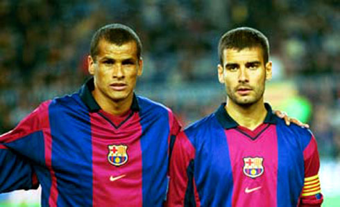 Rivaldo and Pep Guardiola, in Barcelona