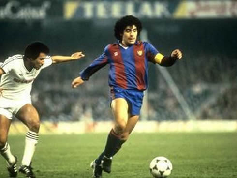 Diego Armando Maradona, Barcelona captain playing vs Real Madrid