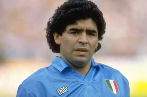 Diego Armando Maradona profile photo, before a match for Napoli in Italy
