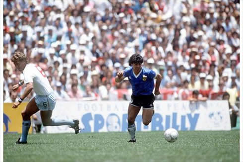Diego Armando Maradona playing in Argentina vs England