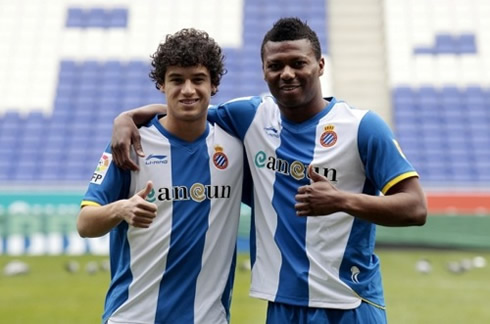 Philippe Coutinho and Uche, at Espanyol presentation in 2012