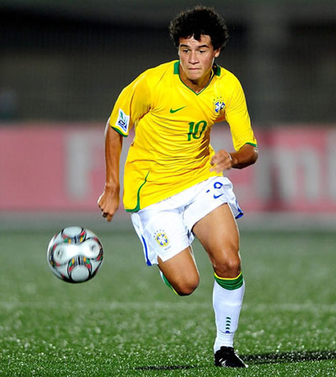 Philippe Coutinho, wearing Brazil's number 10 jersey/shirt