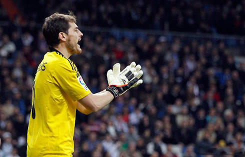 Iker Casillas playing for Real Madrid at the Santiago Bernabéu in 2012