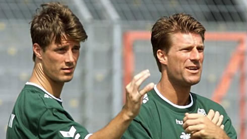 Brian Laudrup and his his brother, Michael Laudrup, at the Danish National Team