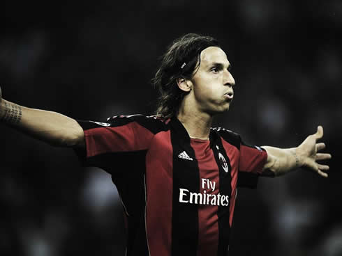 Zlatan Ibrahimovic showing his arrogance as he celebrates a goal for AC Milan in 2012