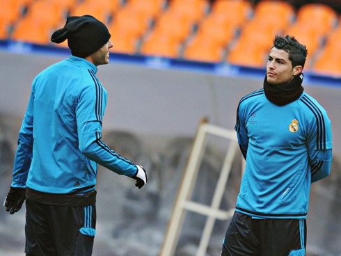 Cristiano Ronaldo and Kaká in Real Madrid training 2012