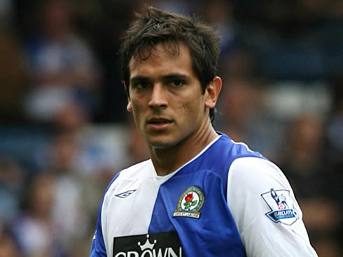 Roque Santa Cruz, beautiful football player of Blackburn Rovers, in 2007 or 2008