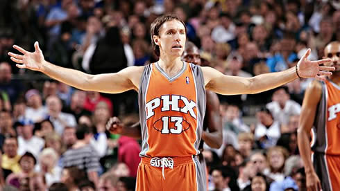 Steve Nash, Phoenix Suns playmaker, equivalent in the NBA to a football quarterback
