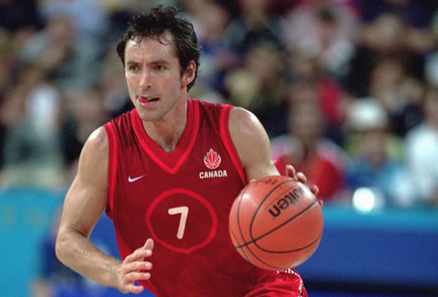 Steve Nash playing basketball for the Canadian National Team