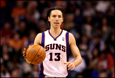 Steve Nash playing at the NBA, for the Phoenix Suns in 2012