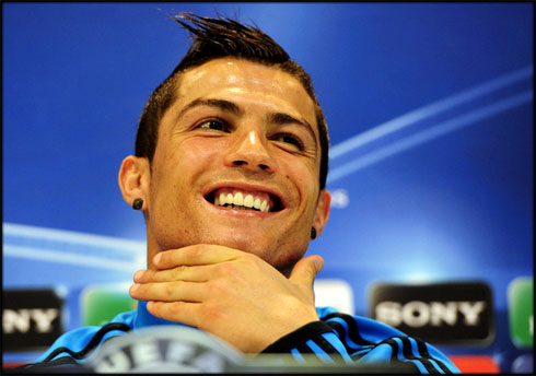 Cristiano Ronaldo big smile, showing his new teeth