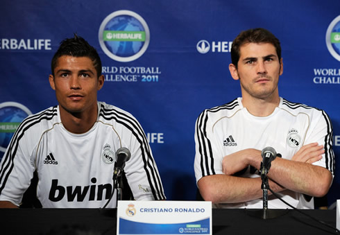 Cristiano Ronaldo and Iker Casillas not having fun