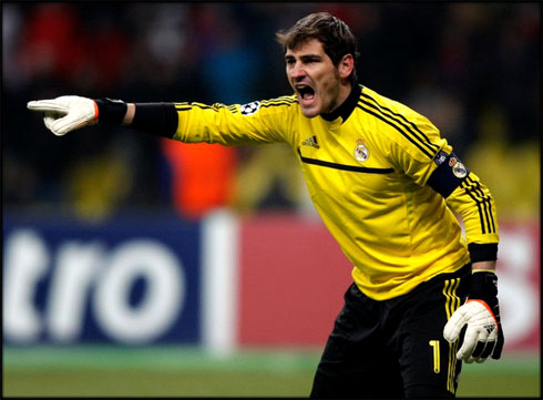 Iker Casillas, Real Madrid goalkeeper in a yellow shirt, kit and uniform in 2012