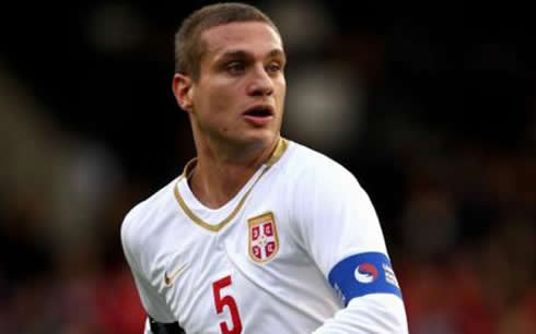 Nemanja Vidic playing for Serbia as the team captain