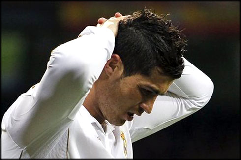 Cristiano Ronaldo frustration and despair, after Santi Cazorla equalizer, in Real Madrid 1-1 Malaga, for La Liga 2012