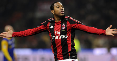 Robinho, in AC Milan goal celebrations in 2012