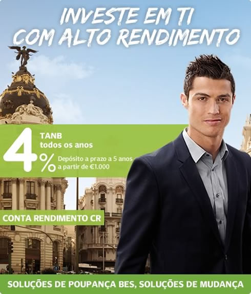 Cristiano Ronaldo is the face of a financial product, savings deposit, in a campaign for BES in 2012