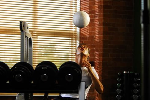 Cristiano Ronaldo photo playing football, in a TV advertisement