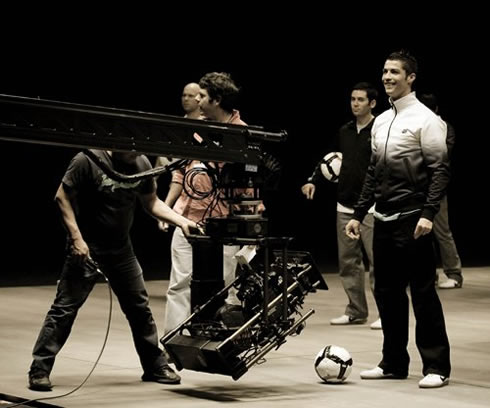 Cristiano Ronaldo smiling for the cameras in a video ad in 2012