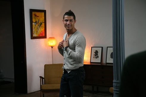 Cristiano Ronaldo taking photos for an advertising video in 2012