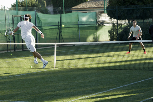 Cristiano Ronaldo playing vs Rafael Nadal, in tennis vs football soccer, for the Nike Mercurial Vapor VIII 8 ad