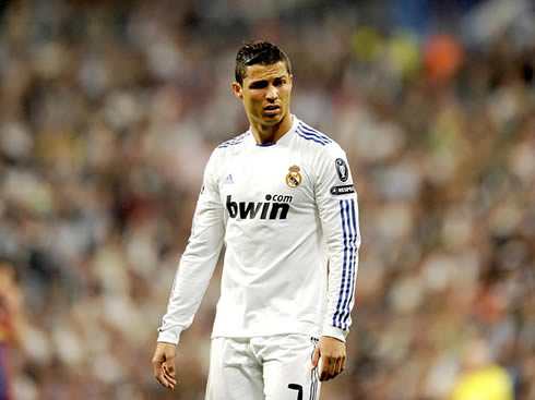 Cristiano Ronaldo, wearing the Real Madrid number 7 jersey