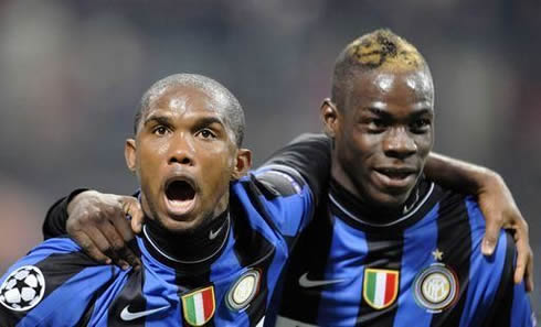 Samuel Etoo with Mario Balotelli, in Inter Milan