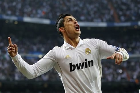 Cristiano Ronaldo goal celebration for Real Madrid vs Bayern Munich, in the UEFA Champions League 2012