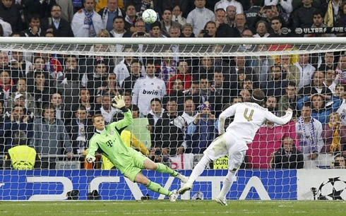 Sergio Ramos penalty-kick miss, in Real Madrid vs Bayern Munich for the UEFA Champions League in 2012