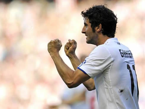 Esteban Granero reaction after scoring a goal for Real Madrid