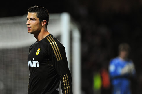 Cristiano Ronaldo doing a bad boy and scary/badass face, in Real Madrid 2012