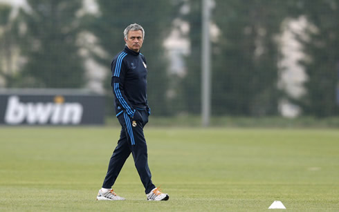 José Mourinho in a Real Madrid practice session in 2012