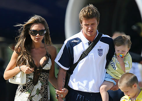 David and Victoria Beckham, with their sons
