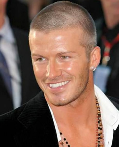 David Beckham almost bald and with a skin head hairstyle