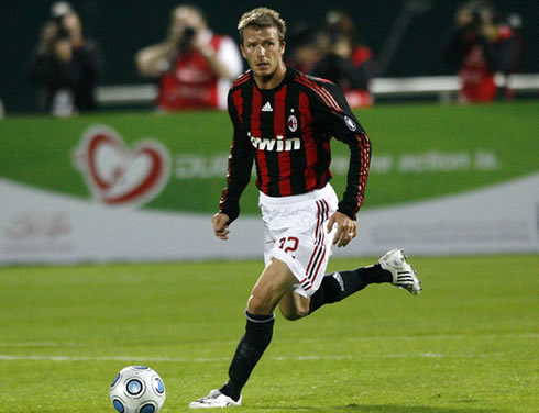 David Beckham in action for AC Milan, in Italy