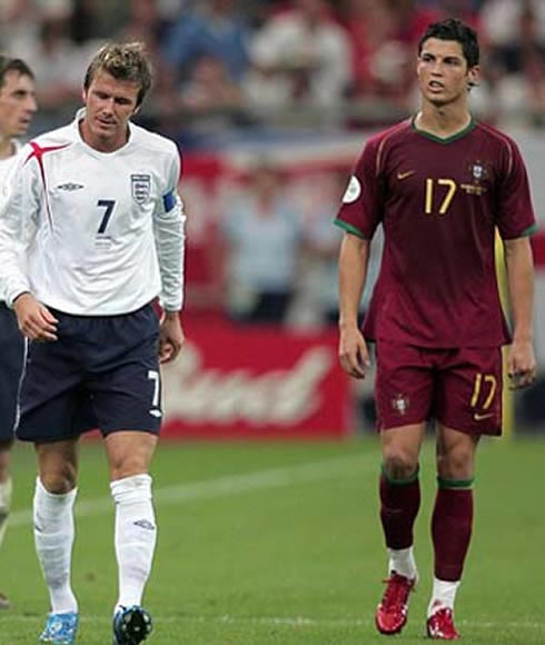 David Beckham, playing against Ronaldo in England vs Portugal