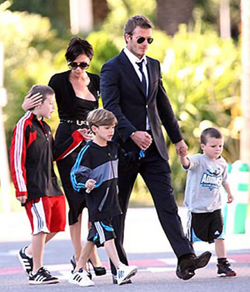 David Beckham with his family, wife and sons