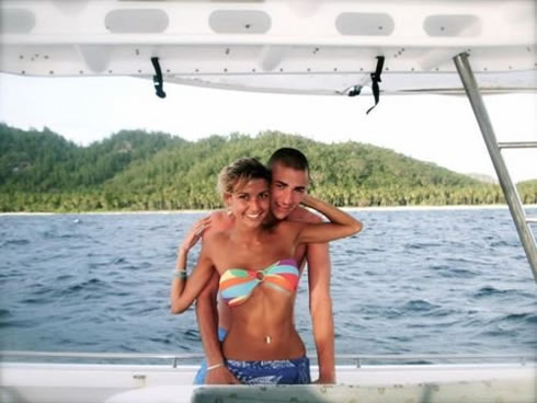 Karim Benzema with his blonde girlfriend, in a sexy and hot bikini, in 2012