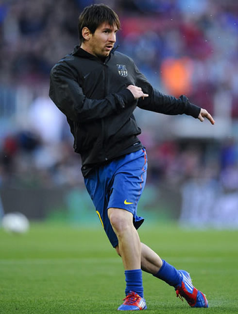 Lionel Messi in a warmup before a Barcelona game