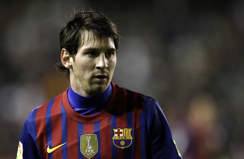 Lionel Messi surprised and scared face in Barcelona, in 2012, with an horrible haircut