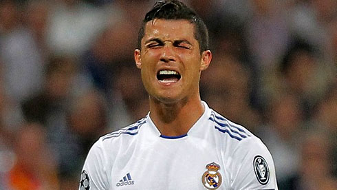 Cristiano Ronaldo crying in a Real Madrid game