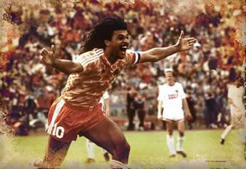 Ruud Gullit celebrating goal for the Netherlands, Holland, in the EURO 1988 final