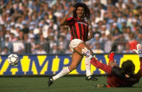 Ruud Gullit scoring a goal for AC Milan