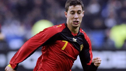 Eden Hazard in action for Belgium, in 2012