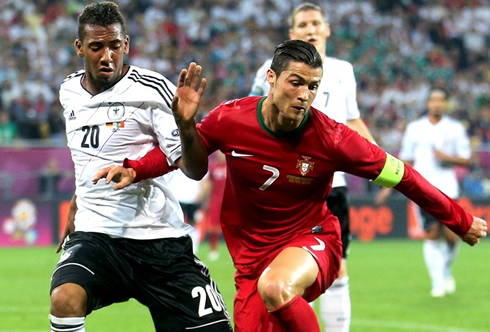 Cristiano Ronaldo doing his best in Portugal vs Germany, for the EURO 2012